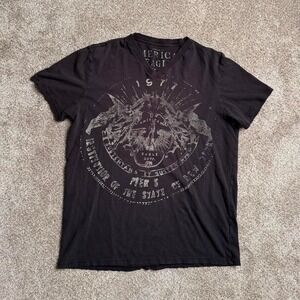 AMERICAN EAGLE Y2K STYLE CHARCOAL V NECK GRAPHIC TEE